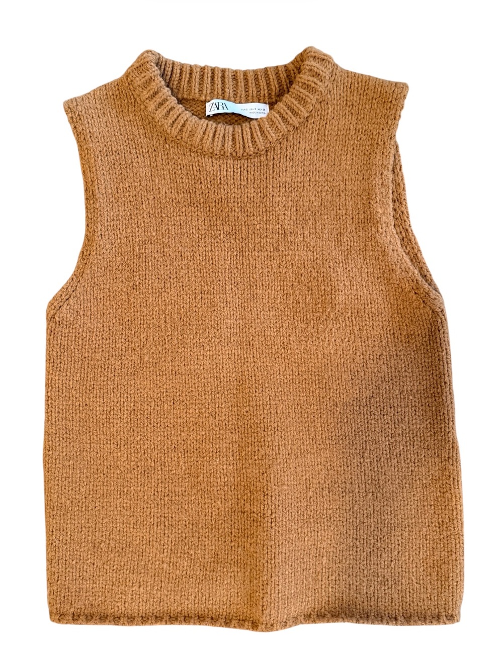 Zara Rust Brown Ribbed Knit Sleeveless Sweater